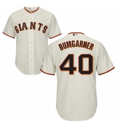 Youth Majestic San Francisco Giants #40 Madison Bumgarner Authentic Cream Home Cool Base MLB Jersey