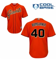 Youth Majestic San Francisco Giants #40 Madison Bumgarner Authentic Orange Alternate Cool Base MLB Jersey