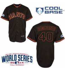 Youth Majestic San Francisco Giants #40 Madison Bumgarner Replica Black Cool Base w/2014 World Series Patch MLB Jersey