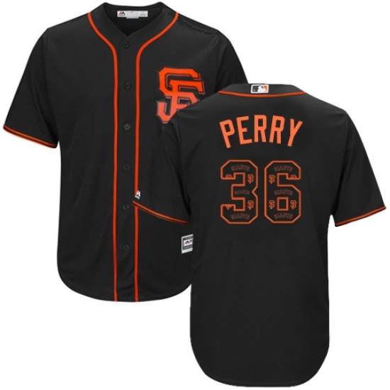 Men's Majestic San Francisco Giants #36 Gaylord Perry Authentic Black Team Logo Fashion Cool Base MLB Jersey Men's Majestic San Francisco Giants #36 Gaylord Perry Authentic Black Team Logo Fashion Cool Base MLB Jersey