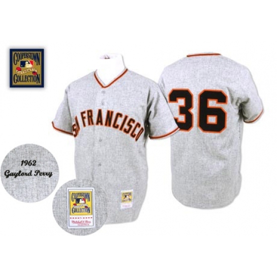 Men's Mitchell and Ness 1962 San Francisco Giants #36 Gaylord Perry Replica Grey Throwback MLB Jersey Men's Mitchell and Ness 1962 San Francisco Giants #36 Gaylord Perry Replica Grey Throwback MLB Jersey