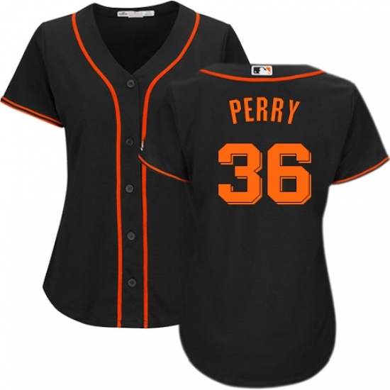 Women's Majestic San Francisco Giants #36 Gaylord Perry Replica Black Alternate Cool Base MLB Jersey Women's Majestic San Francisco Giants #36 Gaylord Perry Replica Black Alternate Cool Base MLB Jersey