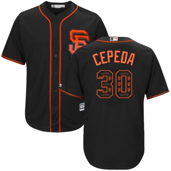 Men's Majestic San Francisco Giants #30 Orlando Cepeda Authentic Black Team Logo Fashion Cool Base MLB Jersey Men's Majestic San Francisco Giants #30 Orlando Cepeda Authentic Black Team Logo Fashion Cool Base MLB Jersey