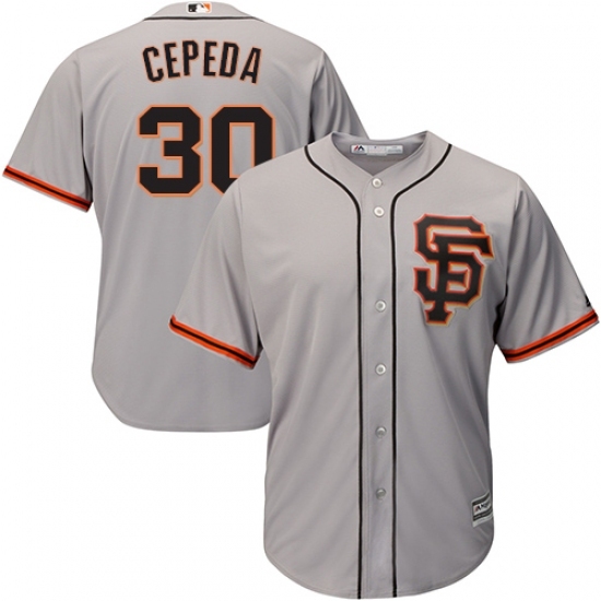 Men's Majestic San Francisco Giants #30 Orlando Cepeda Replica Grey Road 2 Cool Base MLB Jersey Men's Majestic San Francisco Giants #30 Orlando Cepeda Replica Grey Road 2 Cool Base MLB Jersey
