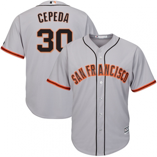 Men's Majestic San Francisco Giants #30 Orlando Cepeda Replica Grey Road Cool Base MLB Jersey Men's Majestic San Francisco Giants #30 Orlando Cepeda Replica Grey Road Cool Base MLB Jersey