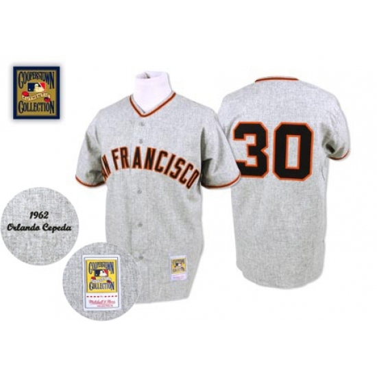 Men's Mitchell and Ness 1962 San Francisco Giants #30 Orlando Cepeda Replica Grey Throwback MLB Jersey Men's Mitchell and Ness 1962 San Francisco Giants #30 Orlando Cepeda Replica Grey Throwback MLB Jersey