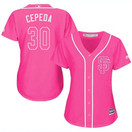 Women's Majestic San Francisco Giants #30 Orlando Cepeda Authentic Pink Fashion Cool Base MLB Jersey Women's Majestic San Francisco Giants #30 Orlando Cepeda Authentic Pink Fashion Cool Base MLB Jersey