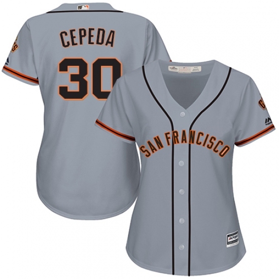 Women's Majestic San Francisco Giants #30 Orlando Cepeda Replica Grey Road Cool Base MLB Jersey Women's Majestic San Francisco Giants #30 Orlando Cepeda Replica Grey Road Cool Base MLB Jersey