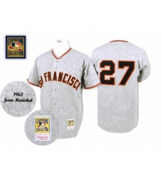 Men's Mitchell and Ness 1962 San Francisco Giants #27 Juan Marichal Replica Grey Throwback MLB Jersey