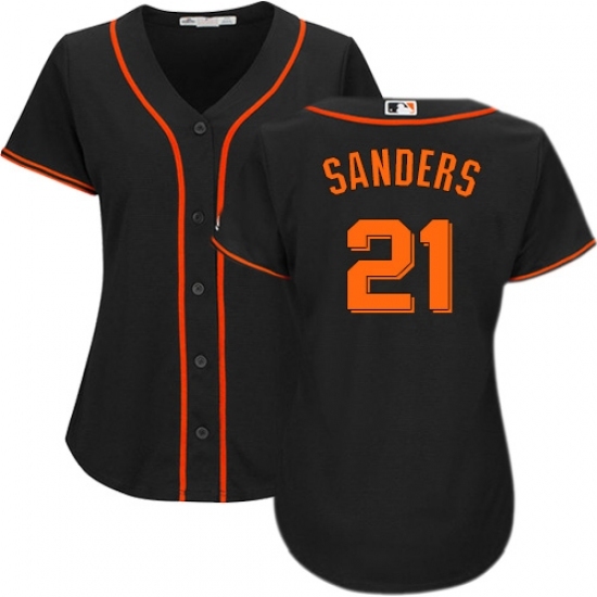 Women's Majestic San Francisco Giants #21 Deion Sanders Replica Black Alternate Cool Base MLB Jersey Women's Majestic San Francisco Giants #21 Deion Sanders Replica Black Alternate Cool Base MLB Jersey