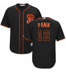 Men's Majestic San Francisco Giants #12 Joe Panik Authentic Black Team Logo Fashion Cool Base MLB Jersey