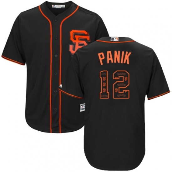 Men's Majestic San Francisco Giants #12 Joe Panik Authentic Black Team Logo Fashion Cool Base MLB Jersey Men's Majestic San Francisco Giants #12 Joe Panik Authentic Black Team Logo Fashion Cool Base MLB Jersey