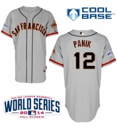 Men's Majestic San Francisco Giants #12 Joe Panik Authentic Grey Road Cool Base w/2014 World Series Patch MLB Jersey