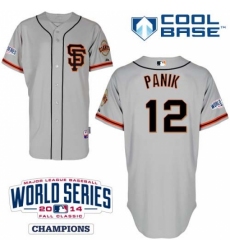 Men's Majestic San Francisco Giants #12 Joe Panik Replica Grey Road 2 Cool Base w/2014 World Series Patch MLB Jersey
