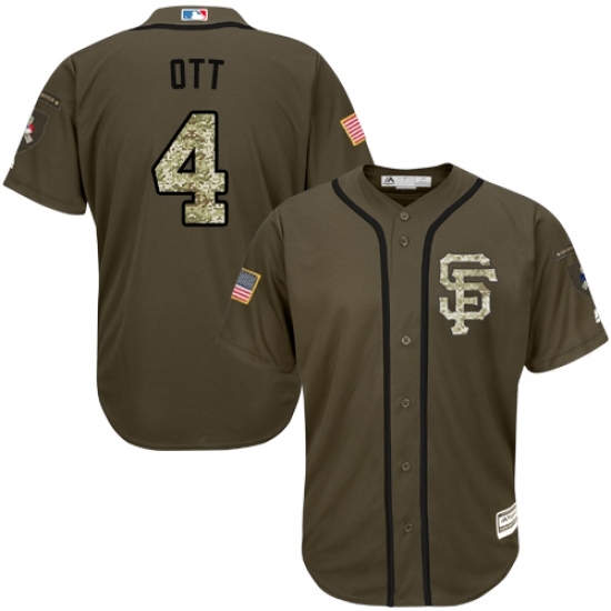 Men's Majestic San Francisco Giants #4 Mel Ott Replica Green Salute to Service MLB Jersey Men's Majestic San Francisco Giants #4 Mel Ott Replica Green Salute to Service MLB Jersey