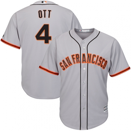 Men's Majestic San Francisco Giants #4 Mel Ott Replica Grey Road Cool Base MLB Jersey Men's Majestic San Francisco Giants #4 Mel Ott Replica Grey Road Cool Base MLB Jersey