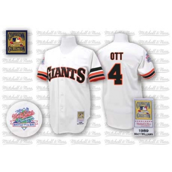 Men's Mitchell and Ness San Francisco Giants #4 Mel Ott Replica White Throwback MLB Jersey Men's Mitchell and Ness San Francisco Giants #4 Mel Ott Replica White Throwback MLB Jersey