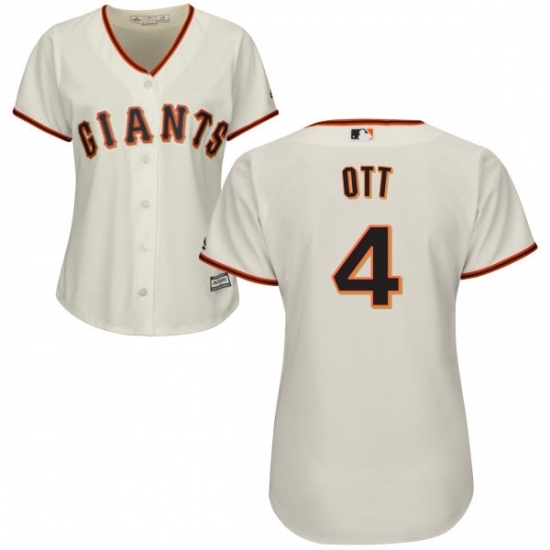 Women's Majestic San Francisco Giants #4 Mel Ott Replica Cream Home Cool Base MLB Jersey Women's Majestic San Francisco Giants #4 Mel Ott Replica Cream Home Cool Base MLB Jersey