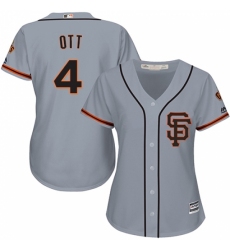 Women's Majestic San Francisco Giants #4 Mel Ott Replica Grey Road 2 Cool Base MLB Jersey Women's Majestic San Francisco Giants #4 Mel Ott Replica Grey Road 2 Cool Base MLB Jersey