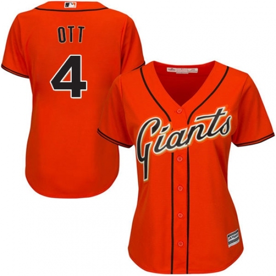 Women's Majestic San Francisco Giants #4 Mel Ott Replica Orange Alternate Cool Base MLB Jersey Women's Majestic San Francisco Giants #4 Mel Ott Replica Orange Alternate Cool Base MLB Jersey
