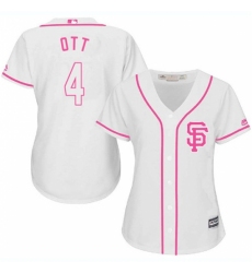 Women's Majestic San Francisco Giants #4 Mel Ott Replica White Fashion Cool Base MLB Jersey Women's Majestic San Francisco Giants #4 Mel Ott Replica White Fashion Cool Base MLB Jersey