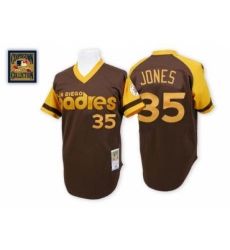 Men's Mitchell and Ness San Diego Padres #35 Randy Jones Replica Brown Throwback MLB Jersey