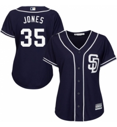 Women's Majestic San Diego Padres #35 Randy Jones Replica Navy Blue Alternate 1 Cool Base MLB Jersey