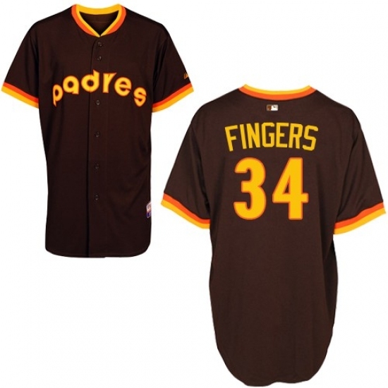 Men's Majestic San Diego Padres #34 Rollie Fingers Authentic Coffee 1984 Turn Back The Clock MLB Jersey Men's Majestic San Diego Padres #34 Rollie Fingers Authentic Coffee 1984 Turn Back The Clock MLB Jersey