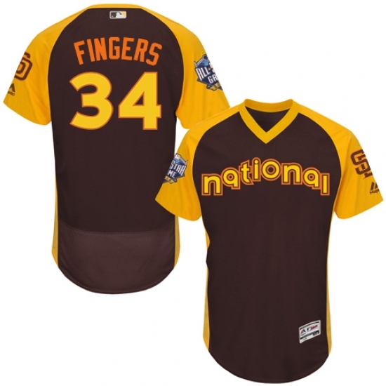 Men's Majestic San Diego Padres #34 Rollie Fingers Brown 2016 All-Star National League BP Authentic Collection Flex Base MLB Jersey Men's Majestic San Diego Padres #34 Rollie Fingers Brown 2016 All-Star National League BP Authentic Collection Flex Base MLB Jersey