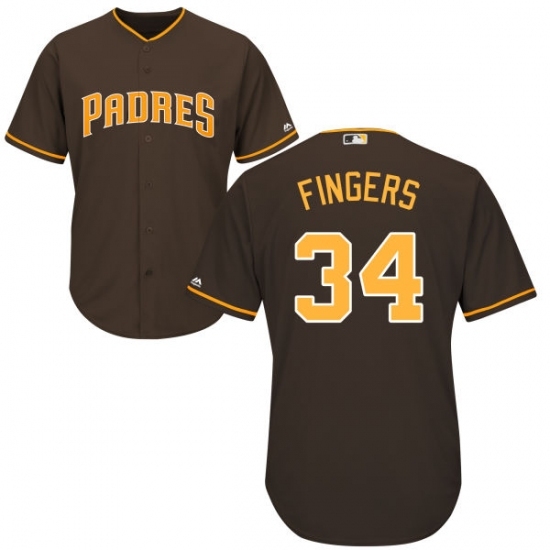 Men's Majestic San Diego Padres #34 Rollie Fingers Replica Brown Alternate Cool Base MLB Jersey Men's Majestic San Diego Padres #34 Rollie Fingers Replica Brown Alternate Cool Base MLB Jersey