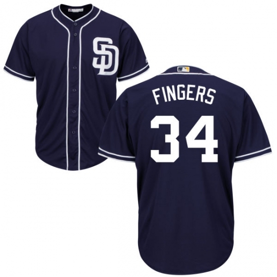 Men's Majestic San Diego Padres #34 Rollie Fingers Replica Navy Blue Alternate 1 Cool Base MLB Jersey Men's Majestic San Diego Padres #34 Rollie Fingers Replica Navy Blue Alternate 1 Cool Base MLB Jersey