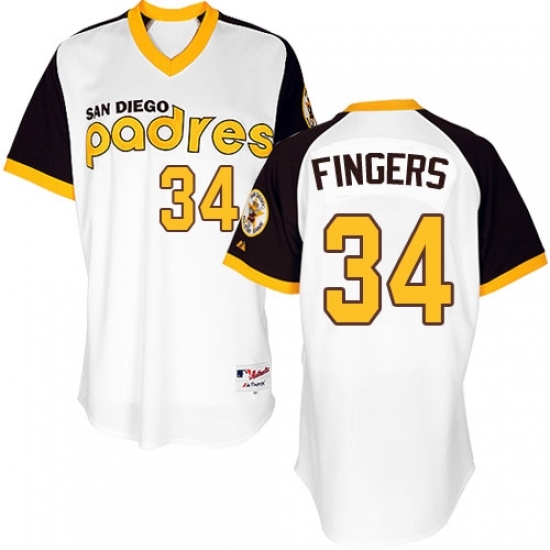 Men's Majestic San Diego Padres #34 Rollie Fingers Replica White 1978 Turn Back The Clock MLB Jersey Men's Majestic San Diego Padres #34 Rollie Fingers Replica White 1978 Turn Back The Clock MLB Jersey