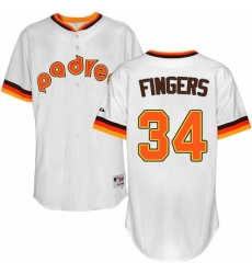 Men's Majestic San Diego Padres #34 Rollie Fingers Replica White 1984 Turn Back The Clock MLB Jersey