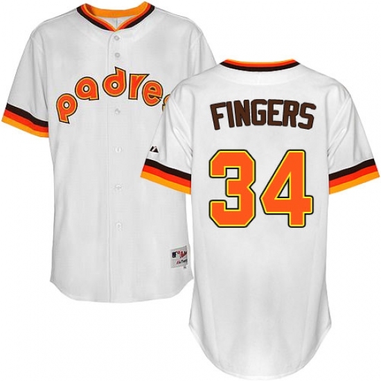 Men's Majestic San Diego Padres #34 Rollie Fingers Replica White 1984 Turn Back The Clock MLB Jersey Men's Majestic San Diego Padres #34 Rollie Fingers Replica White 1984 Turn Back The Clock MLB Jersey