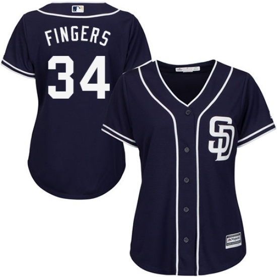 Women's Majestic San Diego Padres #34 Rollie Fingers Authentic Navy Blue Alternate 1 Cool Base MLB Jersey Women's Majestic San Diego Padres #34 Rollie Fingers Authentic Navy Blue Alternate 1 Cool Base MLB Jersey
