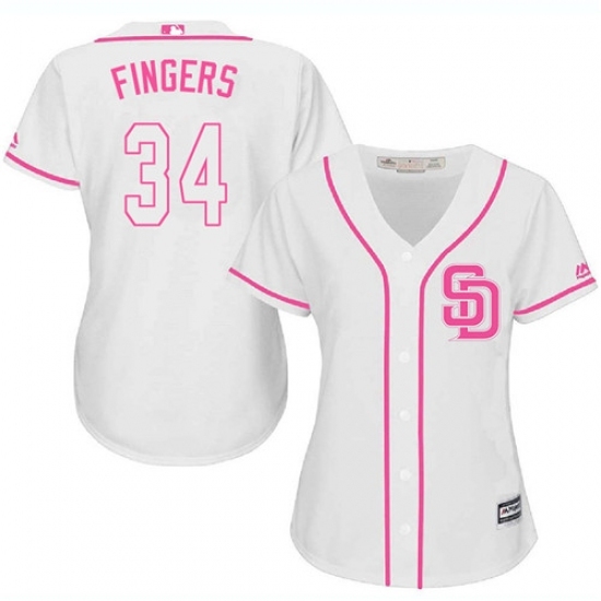 Women's Majestic San Diego Padres #34 Rollie Fingers Replica White Fashion Cool Base MLB Jersey Women's Majestic San Diego Padres #34 Rollie Fingers Replica White Fashion Cool Base MLB Jersey