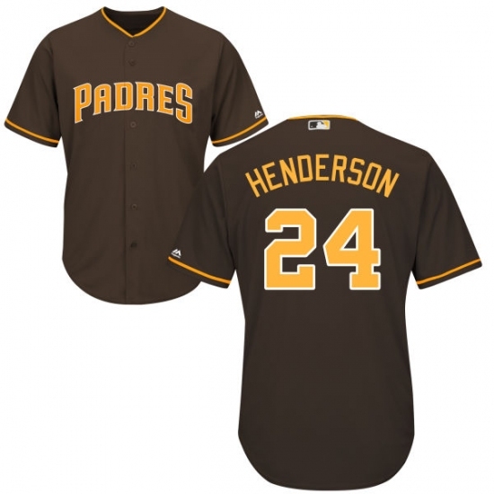 Men's Majestic San Diego Padres #24 Rickey Henderson Replica Brown Alternate Cool Base MLB Jersey Men's Majestic San Diego Padres #24 Rickey Henderson Replica Brown Alternate Cool Base MLB Jersey
