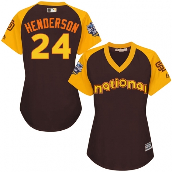 Women's Majestic San Diego Padres #24 Rickey Henderson Authentic Brown 2016 All-Star National League BP Cool Base Cool Base MLB Jersey Women's Majestic San Diego Padres #24 Rickey Henderson Authentic Brown 2016 All-Star National League BP Cool Base Cool Base MLB Jersey