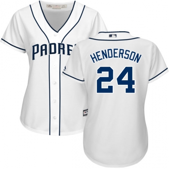 Women's Majestic San Diego Padres #24 Rickey Henderson Replica White Home Cool Base MLB Jersey Women's Majestic San Diego Padres #24 Rickey Henderson Replica White Home Cool Base MLB Jersey