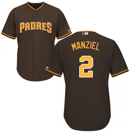 Men's Majestic San Diego Padres #2 Johnny Manziel Replica Brown Alternate Cool Base MLB Jersey Men's Majestic San Diego Padres #2 Johnny Manziel Replica Brown Alternate Cool Base MLB Jersey