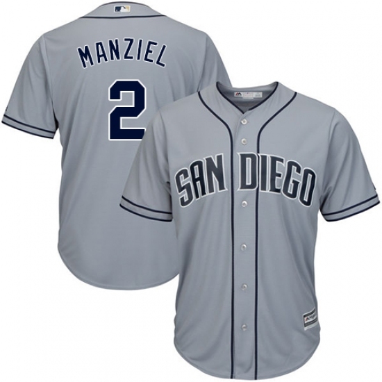 Men's Majestic San Diego Padres #2 Johnny Manziel Replica Grey Road Cool Base MLB Jersey Men's Majestic San Diego Padres #2 Johnny Manziel Replica Grey Road Cool Base MLB Jersey