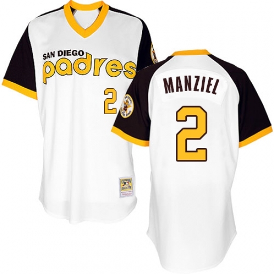 Men's Majestic San Diego Padres #2 Johnny Manziel Replica White 1978 Turn Back The Clock MLB Jersey Men's Majestic San Diego Padres #2 Johnny Manziel Replica White 1978 Turn Back The Clock MLB Jersey