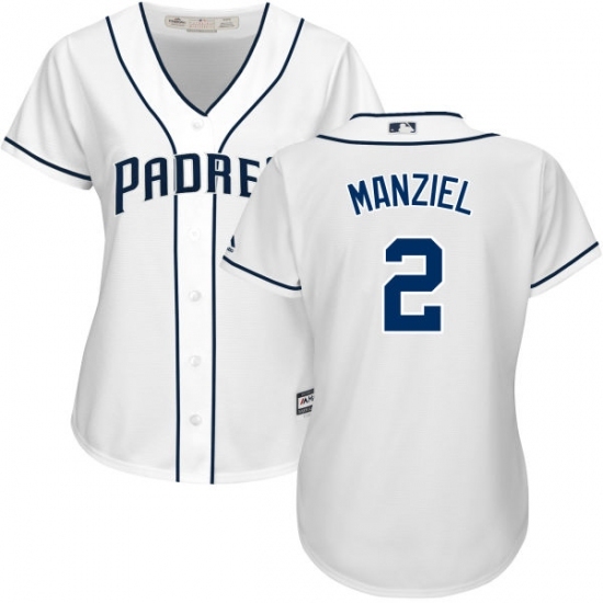 Women's Majestic San Diego Padres #2 Johnny Manziel Replica White Home Cool Base MLB Jersey Women's Majestic San Diego Padres #2 Johnny Manziel Replica White Home Cool Base MLB Jersey