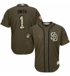 Men's Majestic San Diego Padres #1 Ozzie Smith Authentic Green Salute to Service MLB Jersey