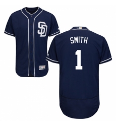 Men's Majestic San Diego Padres #1 Ozzie Smith Navy Blue Alternate Flexbase Authentic Collection MLB Jersey