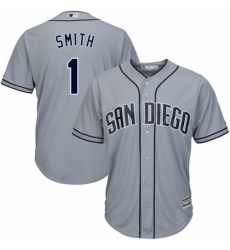 Men's Majestic San Diego Padres #1 Ozzie Smith Replica Grey Road Cool Base MLB Jersey