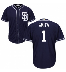 Men's Majestic San Diego Padres #1 Ozzie Smith Replica Navy Blue Alternate 1 Cool Base MLB Jersey