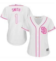 Women's Majestic San Diego Padres #1 Ozzie Smith Replica White Fashion Cool Base MLB Jersey