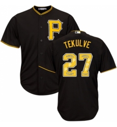 Men's Majestic Pittsburgh Pirates #27 Kent Tekulve Authentic Black Team Logo Fashion Cool Base MLB Jersey