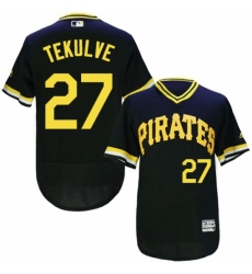 Men's Majestic Pittsburgh Pirates #27 Kent Tekulve Black Flexbase Authentic Collection Cooperstown MLB Jersey